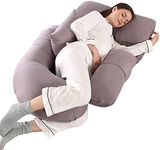 HINAPRAM Pregnancy Pillow Detachable U Shaped Full Body Pillow Sleeping Pillow for Pregnant Women Maternity Pillows for Sleeping Pregnancy Body Pillow with Detachable Cover (Grey)