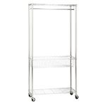 Honey-Can-Do SHF-04272 Rolling Laundry Station with Adjustable Baskets, 35.5 x 13.5 x 75.5", Chrome