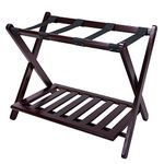 Casual Home Extra Luggage Rack, Wood, Espresso, 28" Wide with Shelf