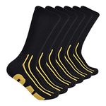 Caterpillar mens 6-pack Half Cushioned Crew Socks, Black Logo (6 Pack), Large