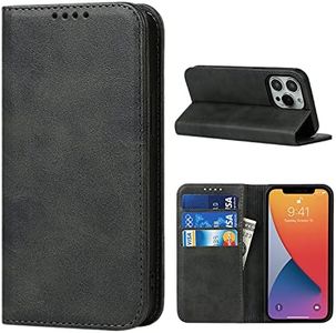 Cavor for iPhone 13 Pro Max Case, iPhone13 Pro Max Case Cowhide Pattern PU Leather Book Wallet Magnetic Kickstand Flip Cover Phone Cases with Card Slots(6.7") -Black