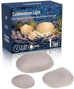 LEONLITE Low Voltage Pebble Shape Lights Outdoor, 5CCT Cobblestone Pathway Lights 3Pcs, LED Decorative Garden Light for Yard, 12-24V AC/DC, 1800K/2700K/3000K/4000K/5000K Selectable, Light Gray