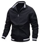 Panegy Men's Casual Sports Fleece Jacket Stylish Outdoor Coat Windbreaker Black Size L