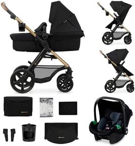 Kinderkraft MOOV 2 Pushchairs 3-in-1 Pushchair Set up to 22 kg with Child Seat I-Size 40-75 cm, Buggy Function, Adjustable Reclining Position, Large Extendable Hood, EVA Foam Wheels, Black