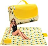 K Y KANGYUN Beach Blanket Outdoor Picnic Blanket Mat 80"x60" Extra Large Waterproof Sand Proof Camping Blanket Lightweight Folding Portable Travel Blanket for Family Park Beach Grass (Pineapple)