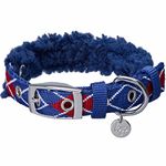 Blueberry Pet Soft & Comfy Scottish Argyle Fleece Padded Adjustable Dog Collar with Metal Buckle - Royal Blue, Neck 9-12.5", for Small Breed