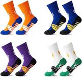 Basketball Socks for Kids Boys Cushioned Sports Running Training Sock Soccer Hiking Athletic High Crew Sock for Youth 4 Pairs