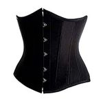 U-Pretty Women's Satin Lace Up Boned Lingerie Bridal Underbust Corset Top(Black XXL)