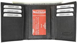 Marshal® Wallet RFID Blocking Men's Leather Slim Trifold Wallet with BOX - Black -