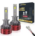 Audio Wheels H1 Car LED Headlight Conversion Kit - 110W, 16000LM, Super Bright 6000K Cool White Light Bulbs, IP68, Plug-N-Play, 2-Year Warranty (Pack of 2)