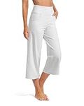 Promover Capri Pants for Women Wide Leg Yoga Pants with Pockets High Waist Casual Crop Lounge Pants(Capris-White, M)