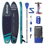 AQUAPLANET Inflatable Stand Up Paddle Board Kit - Pace, Teal & Midnight | 10.6 Foot | Ideal for SUP Beginners & Experts | Includes Fin, Paddle, Pump, Repair Kit, Backpack, Leash, Dry Bag, Carry Strap