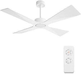 WINGBO 64" Wet Rated Outdoor Ceiling Fan without Lights, 4 ABS Plastic Blades, Reversible DC Motor, 6-Speed Remote Control, Waterproof Ceiling Fan No Lights for Patio Porch Gazebo Garage, White
