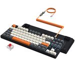 Attack Shark K87 Wired TKL Hot-swappable Mechanical Gaming Keyboard with Custom Coiled Aviator Cable RGB Backlight Linear Red Switch Ergonomic Gasket NKRO for PS4 Switch PC Mac Gamer(Gray Orange)