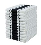 Sticky Toffee 100% Cotton Tea Towel - Black Striped Pattern, Pack of 12 | Kitchen Towel Set | Absorbent, Strong, Quick Dry & Machine Washable | For Home Decor & Bathroom Accessories