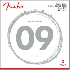 Fender Super 250 Electric Guitar Strings, Nickel Plated Steel, Ball End, 250L .009-.042, 3-Pack