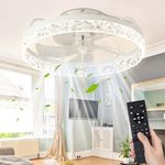 Golovech 20" Flush Mount Ceiling Fan with Lights and Remote 72W Dimmable 3 Colors Change 6 Speeds Reversible Timing Modern Low Profile Fan Light Ceiling for Bedroom Dinning Room Office White