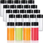 zmybcpack 24Pack 8ounce/250ml Clear PET Plastic Juice Bottles with Black Lids, Reusable Plastic Smoothie Drink Bottles Milk Bottles For Water, Juice, Milk & Homemade Beverages