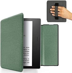 MyGadget Housse pour Amazon Kindle Oasis 10e Génération dès 2019 & 9e Génération (2017) - Etui Nylon Poignée élastique - Flip Case Tissu - Cover Turquoise