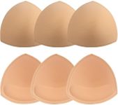 Adamotto Bra Pads Inserts 3 Pairs Push Up Breast Ehancers Padding for Sport Bathing Suit Swimsuits Beige - D/E