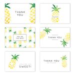 Gooji 4x6 Pineapple Thank You Cards (Bulk 36-Pack) Matching Peel-and-Seal White Envelopes | Assorted Set, Watercolor, Colorful Graphics | Birthday Party, Baby Shower, Weddings, Graduation Blank Notes