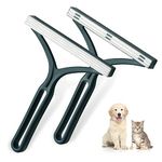 2 Pack Lint Remover Pet Hair Remover - FAKILO Non-Damaging Reusable Dog Cat Hair Remover Lint Cleaner Tools for Carpet, Furniture, Couch, Car, Cat Trees, Bed (Dark Green)