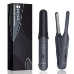 VIKICON Beard Straightener for Men, 2-in-1 Cordless Thin Hair Straighteners and Curler, Rechargeable Pencil Straighteners with 3 Heat Settings, Portable for Beard, Short Hair, Pixie Cuts