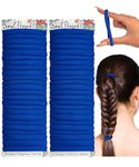 Soul Projekt Royal Blue Thick Hair Bobbles 50 Pack 8mm, School Hair Accessories, Blue Hair Bands for Women and Girls, Ladies Hair Band, Snag Free Kids Hair Ties, Seamless No Damage Ponytail Holders