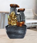 Decor Bazar Elegant Table Top Indoor Outdoor Water Fountain of Lord Ganesha with Led Lights for Living Room, Table Decor, Bedroom, Office/Home Decoration Multicolour, Resin (Model-2)