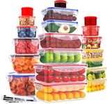 40 Pcs Food Storage Containers with Lids Airtight- Plastic Meal Prep Container for Pantry Kitchen Organization, Microwave, Dishwasher, Freezer Safe -100% Leak Proof (20 Stackable Boxes-20 Lids)