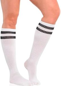 Amscan Standard Knee High Socks with White Stripes, White