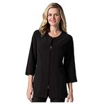 SMART Lab Coats - Ladies 3/4" Sleeve Lab Jacket (Medium, Black)