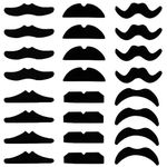 BIUSWEATER 24pcs Halloween Party Fake Mustache Funny Fake Beard, Mustache Party Supplies Black