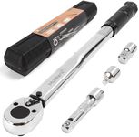 MULWARK 3/8-Inch Drive Torque Wrench 10-80 ft.lb / 13.6~108.5 Nm - 4PC High Precision Dual Range Scales Click Torque Wrench Set