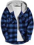 COOFANDY Men's Flannel Plaid Hoodie Shirt Jacket Button Down Slim Fit Buffalo Shirts