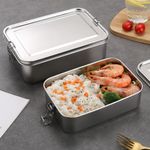 850ml Stainless Steel Lunch Box, Leak Proof Lid Bento Boxes with Lock Clip,Metal Lunch Box Portable Food Containers for Adults and Kids, Lunchbox for Salads,Sandwich, Snacks, School ,Work, Camping