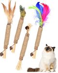 ERKOON Cat Silvervine Chew Sticks, 4pcs Catnip Toys For Cats Kittens Teeth Catnip Toys Cat Nip Toy for Teeth Cleaning, Natural Dental Catnip Sticks for Kittens(Colored)