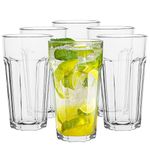 TREND FOR HOME Tumblers Glass Set Water Glasses XXL | 630 ml | Set of 6 Highball Tall Milkshake Juice Smoothie Glasses Vintage Glass Set | Dishwasher Safe | Collection Alva | Transparent