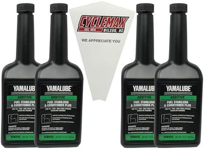 CYCLEMAX Four Pack for Yamaha Yamalube Fuel Stabilizer & Conditioner Plus ACC-FSTAB-PL-12 Contains Four 12oz Bottles and a Funnel