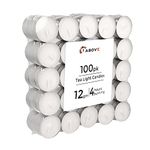 1ABOVE 100 Pack 4 Hour Long Burning Unscented Tea Light Candles, Long Lasting, Cotton Wicks Ideal for Weddings, Birthdays, Parties, Restaurants, Massage Parlors, Spa