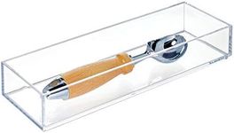 InterDesign Clarity Kitchen Drawer Organizer for Silverware, Spatulas, Gadgets - 4" x 12" x 2", Clear