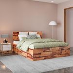 Wakefit Bed | Queen (78 X 60) Sheesham Wood Bed with Storage, 3 Year Warranty | - Andromeda - Natural