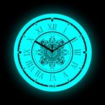 Mi Glow Store Glow in The Dark Wall Clock | Mandala Design with Roman Digits (Blue) | Modern Night Glow | Aesthetic Wall Clock