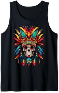 Colorido cráneo mexicano Halloween Celebración Día de los Muertos Camiseta sin Mangas