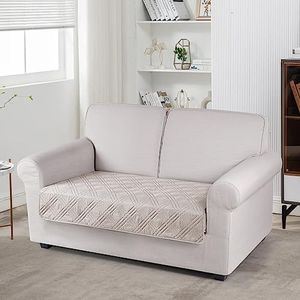 TAOCOCO 100% Waterproof Couch Cushion Cover Reversible Sofa Seat Cover for Dogs Pets Chaise Couch Cover for Sectional Sofa U Shape Couch Furniture Protector Sofa Slipcover(Loveseat, Cream)