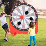 GYMAX Giant Kick Darts, Folding Kick & Throw Soccer Target Dartboard with 4 Kick Balls, Carrying Bag, Kick Darts Game Soccer Darts for Kids Adults, Outdoor, Picnic, Party (Classic Dartboard)