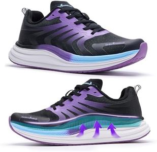 OrthoComfoot Women's Orthopedic Casual Walking Shoes, Arch Support Plantar Fasciitis Running Sneakers, Supportive Athletic Footwear for Foot Pain, Dark Purple, Size 9.5