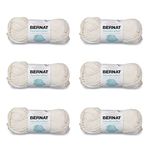 Bernat Handicrafter Cotton Yarn - 6 Pack of - Cotton - 4 Medium (Worsted) - 80 Yards - Knitting/Crochet , 50g/1.75oz, Off White