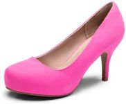 DREAM PAIRS Tiffany Women's New Classic Elegant Versatile Low Stiletto Heel Dress Platform Pumps Shoes,Size 8,Fuchsia/Suede,TIFFANNY