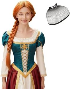 S-noilite Princess Fiona Braided Wigs Light Auburn Long Braided Wig for Girls Women's Orange Costume Wig for Halloween Cosplay Party